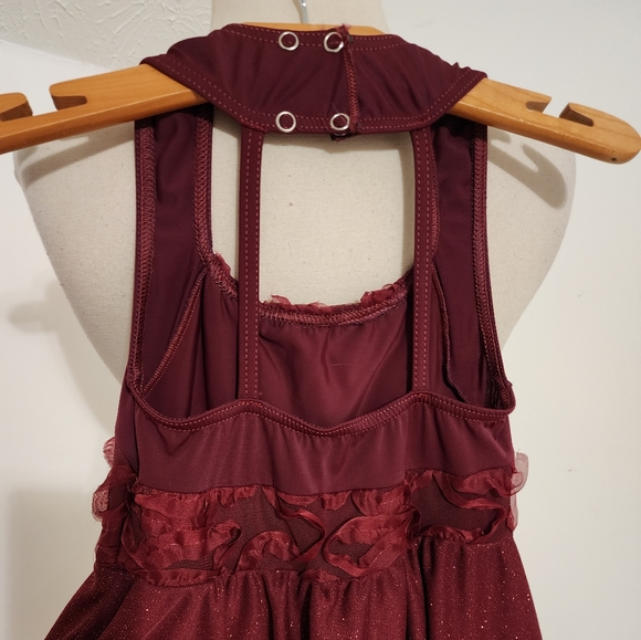 Weissman Girls Maroon Glitter Halter Dress Dance Costume || Large - Picture 5 of 11